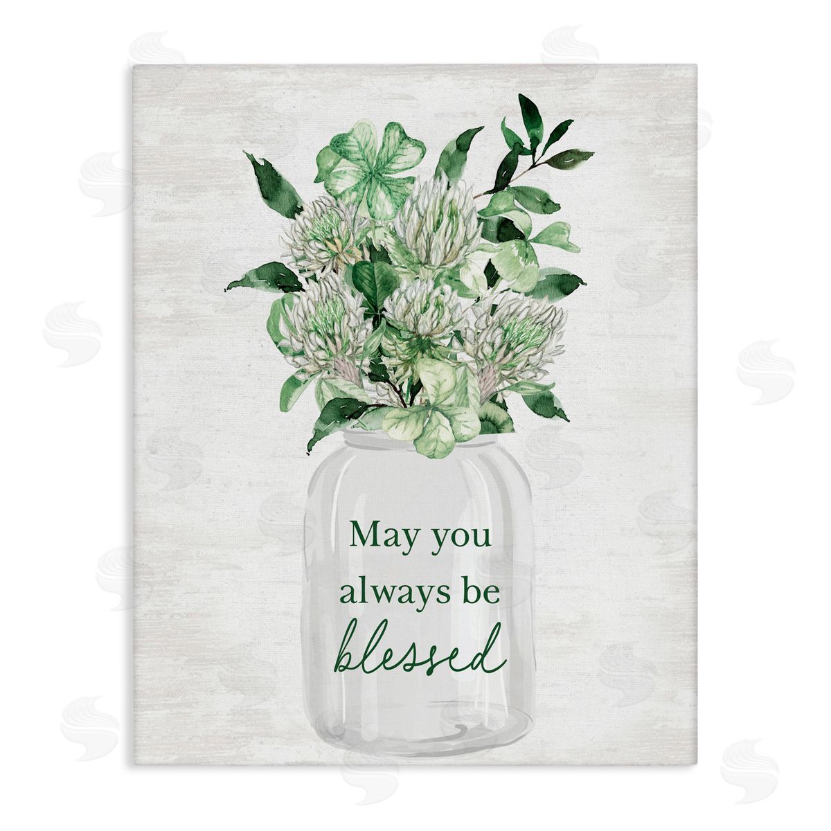 Lettered and Lined Be Blessed Lucky Spring Flowers Canvas Wall Art Print