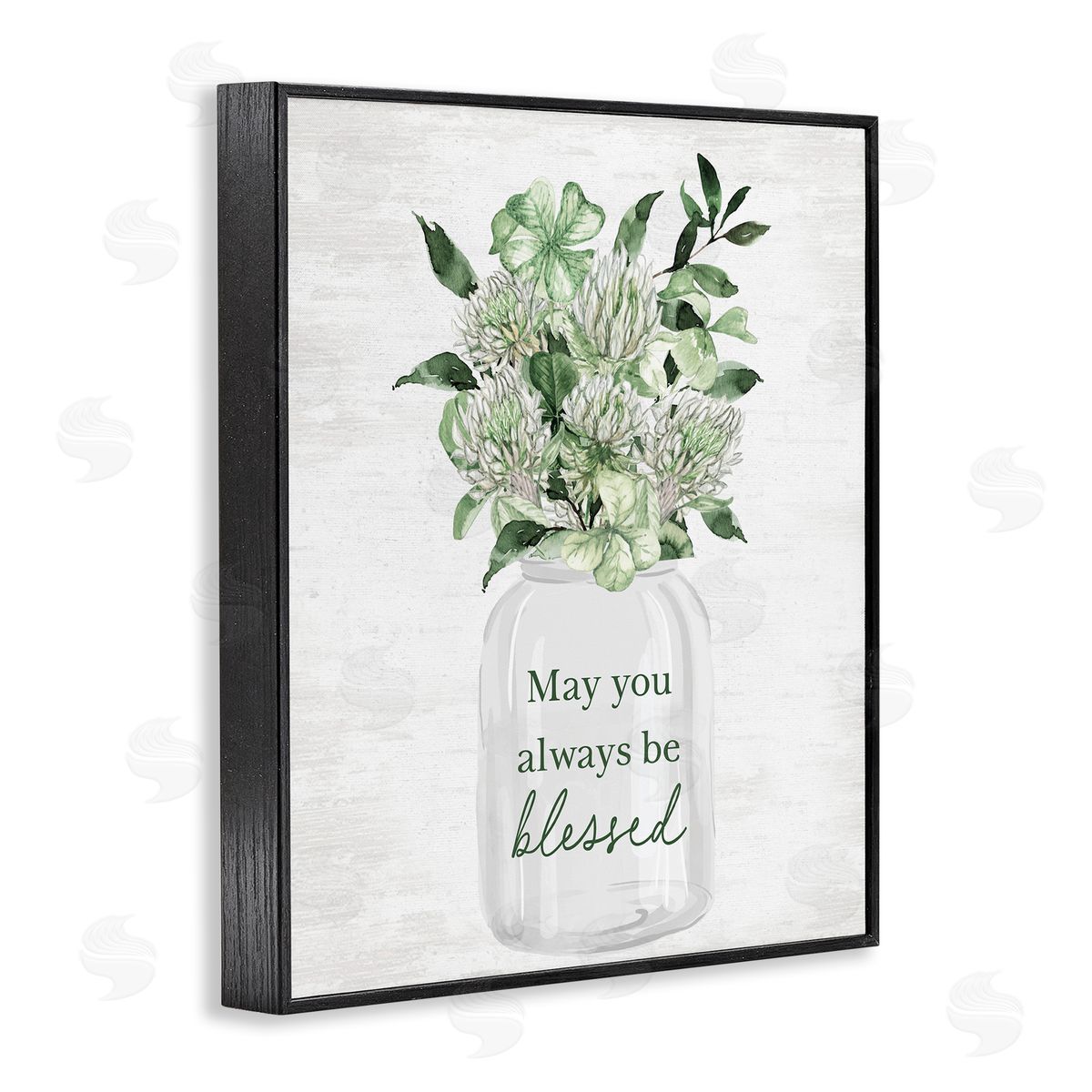 Lettered and Lined Be Blessed Lucky Spring Flowers Black Framed Giclee Art Print