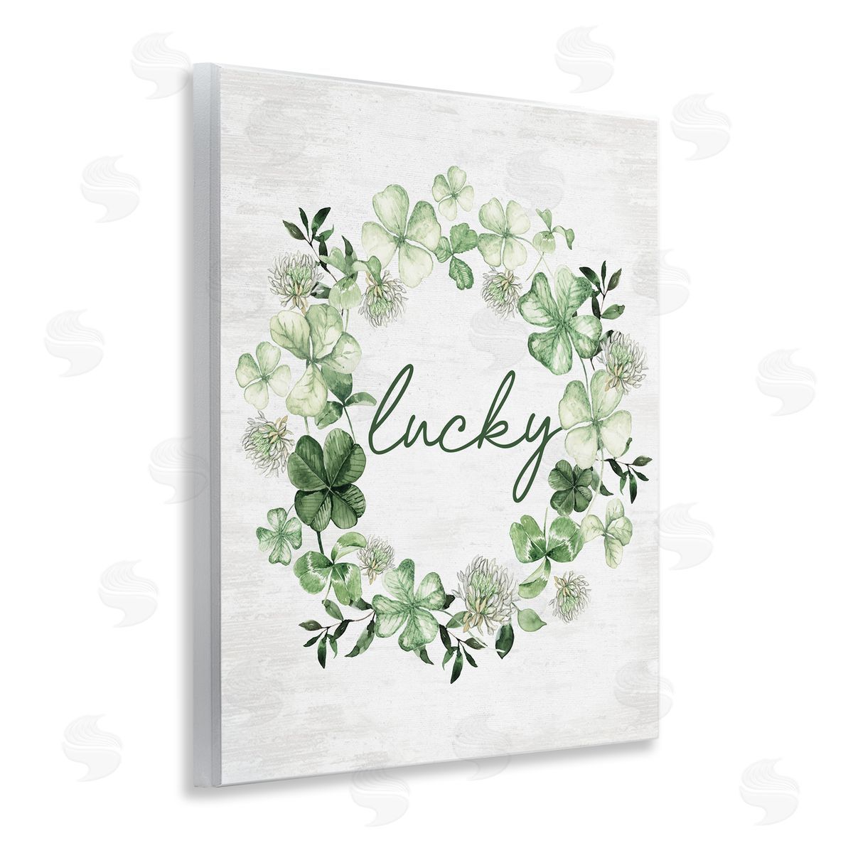 Lettered and Lined Lucky Clovers Botanical Wreath Wall Plaque Art Print