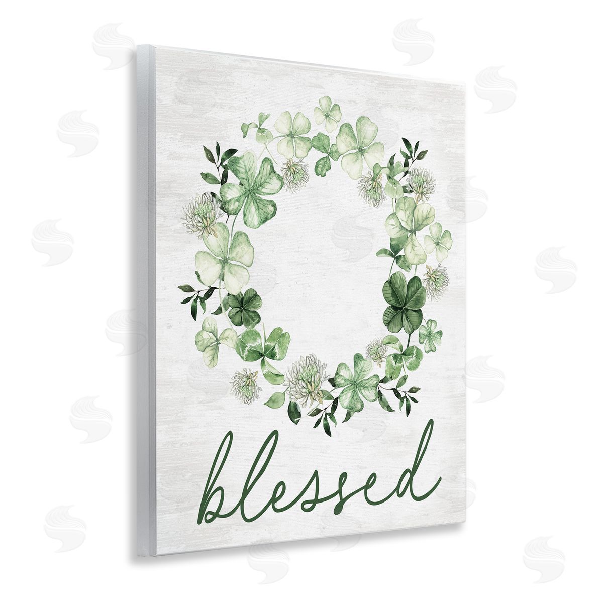 Lettered and Lined Blessed with Spring Clover Wreath Wall Plaque Art Print
