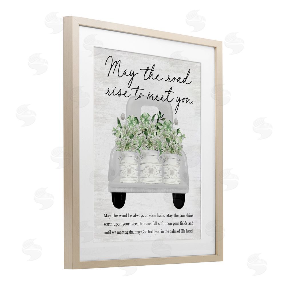 Lettered and Lined May Road Rise To Meet You Birch Framed Print Under Glass Art