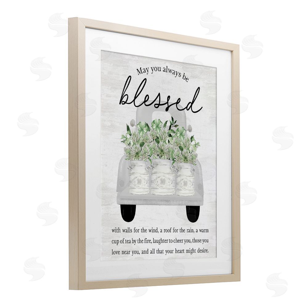 Lettered and Lined Always Be Blessed Spring Florals Birch Framed Print Under Glass Art