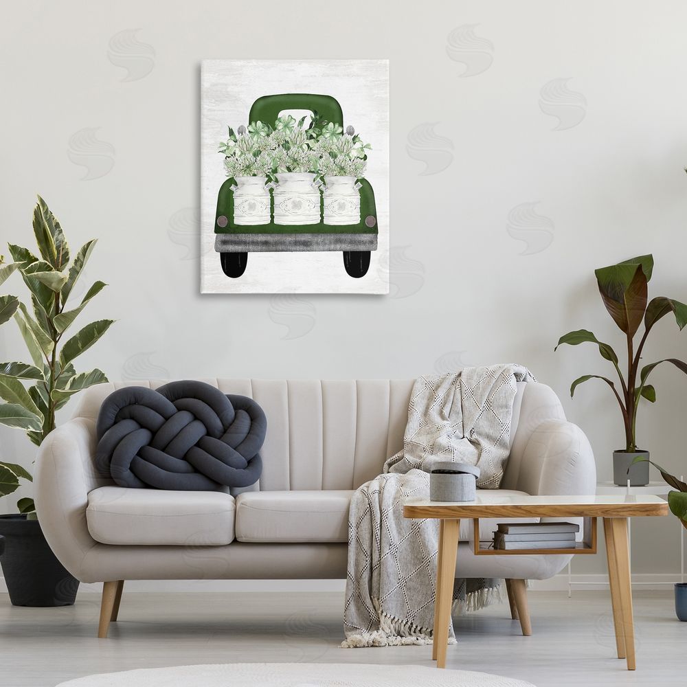 Lettered and Lined Spring Shamrock Assortments Truck Printed Wall Art in Room