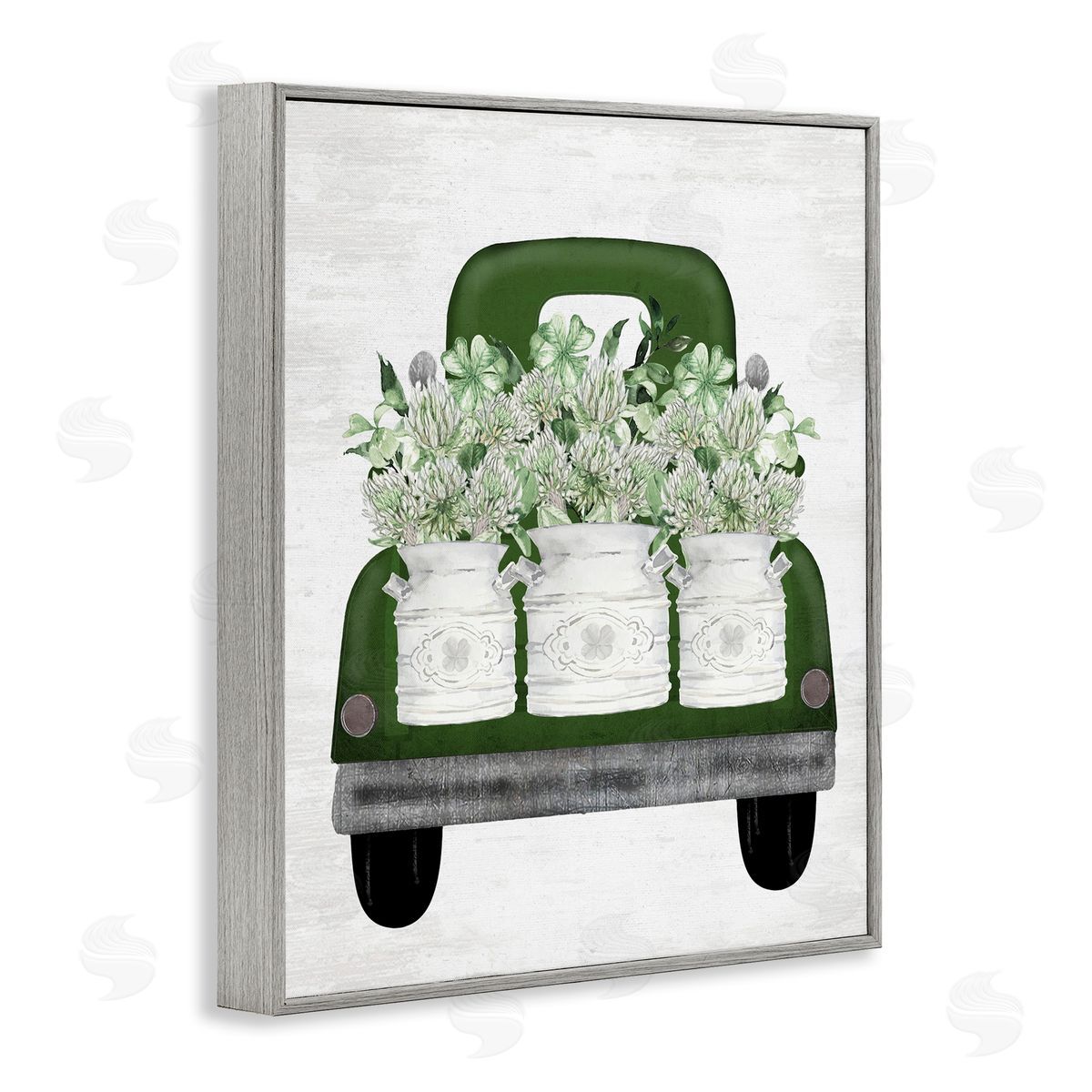 Lettered and Lined Spring Shamrock Assortments Truck Gray Framed Giclee Art Print