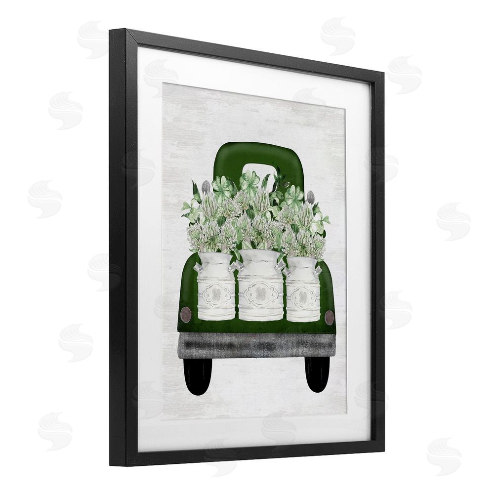 Lettered and Lined Spring Shamrock Assortments Truck Black Framed Print Under Glass Art