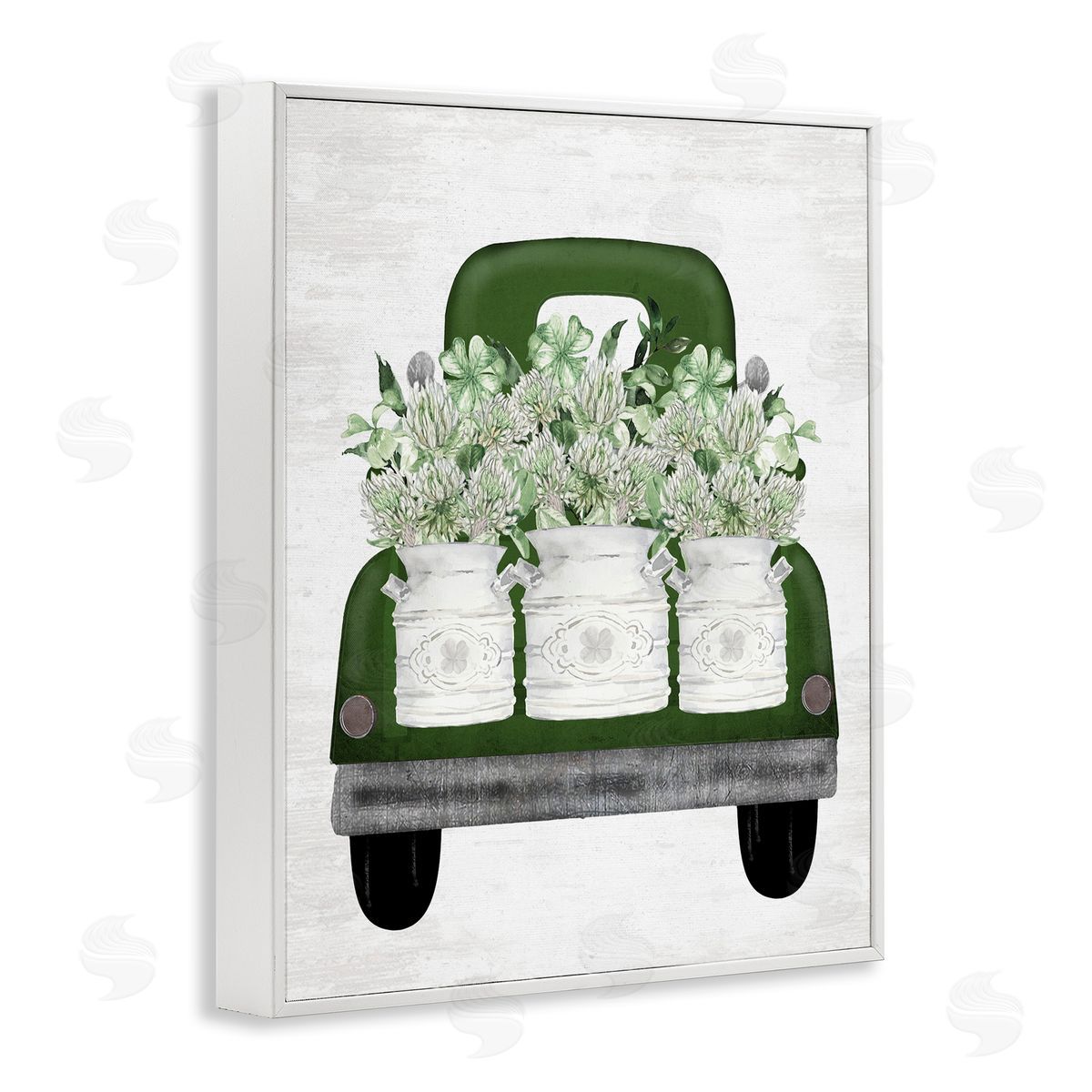 Lettered and Lined Spring Shamrock Assortments Truck White Frame Giclee Art Print