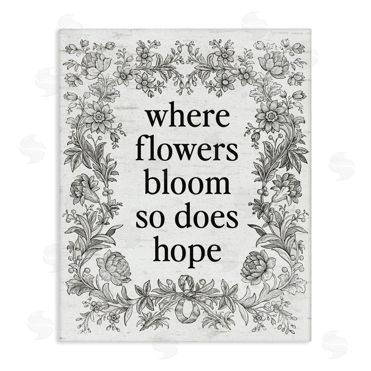 Lettered and Lined Hope Blooms Vintage Border Canvas Wall Art Print