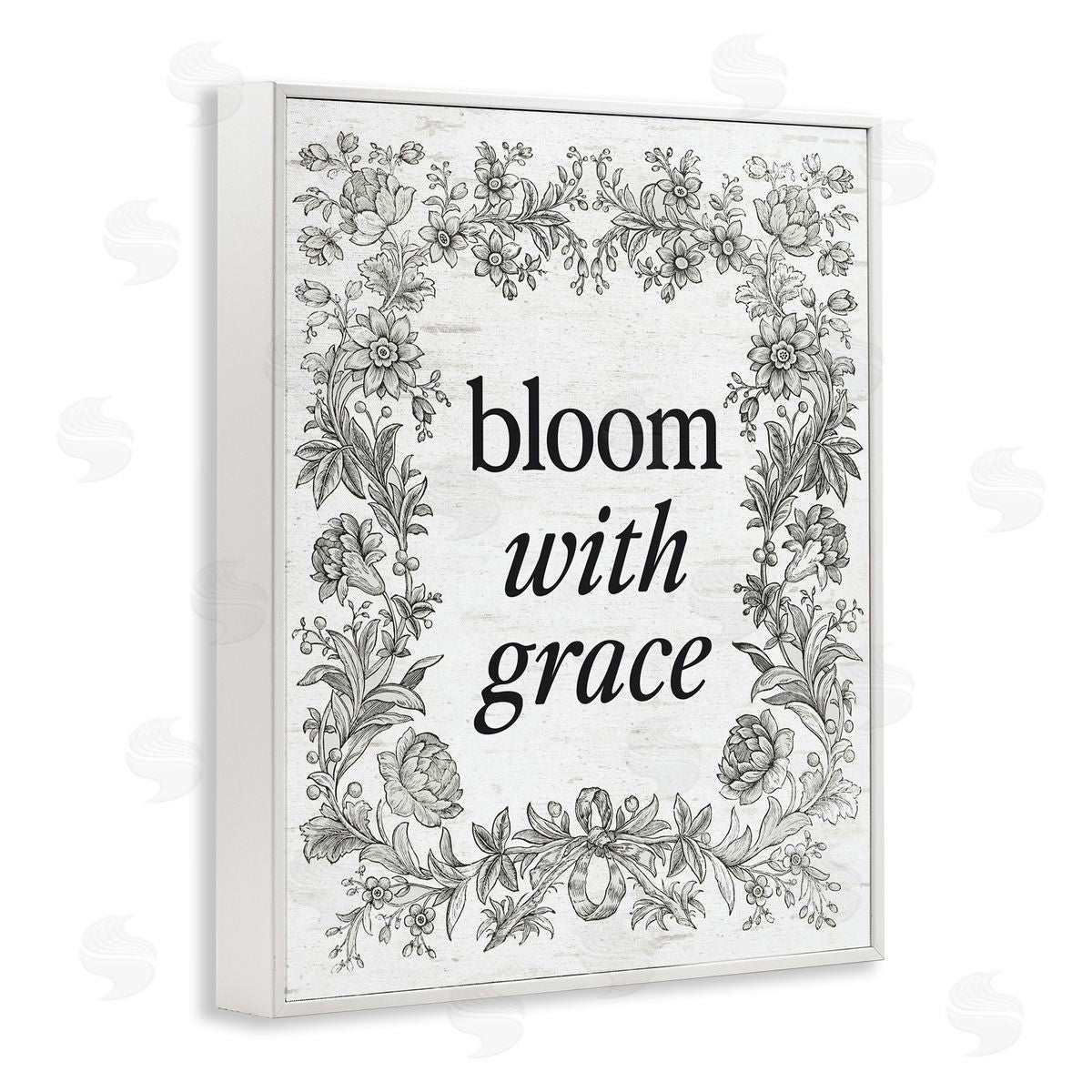 Lettered and Lined Bloom with Grace Vintage Border White Frame Giclee Art Print