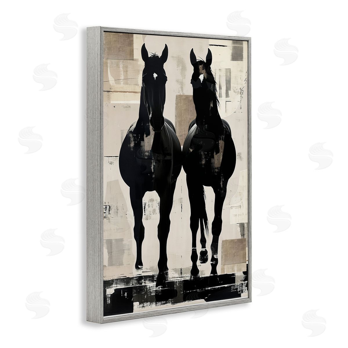 Annabelle Hall Equinity Horse Pair Gray Framed Giclee Art Print