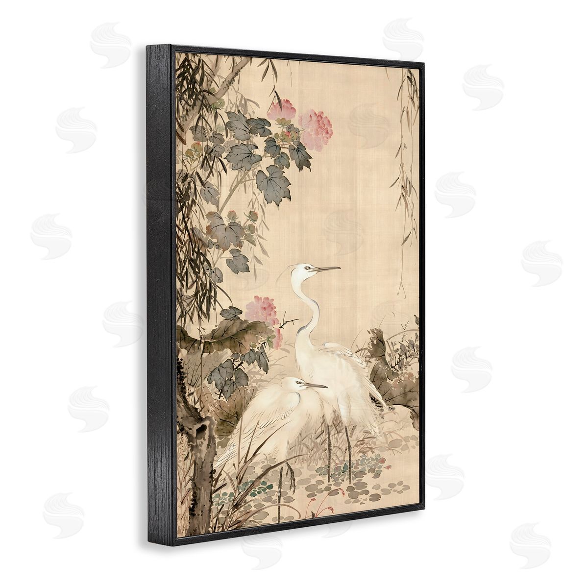 Vintage Hustle Silk And Moonlight Scenery Black Framed Giclee Art Print