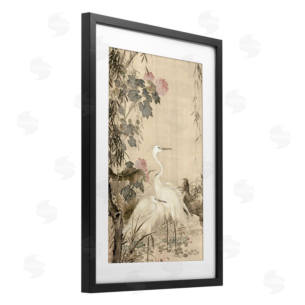 Vintage Hustle Silk And Moonlight Scenery Black Framed Print Under Glass Art