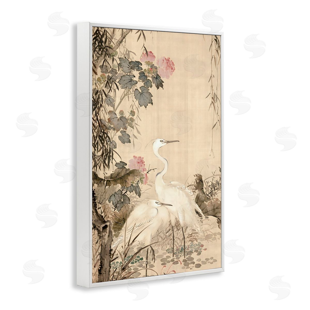 Vintage Hustle Silk And Moonlight Scenery White Frame Giclee Art Print