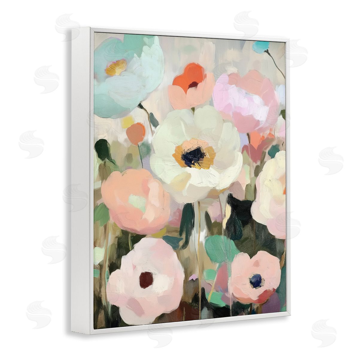 Annabelle Hall Garden Of Mint Flowers White Frame Giclee Art Print