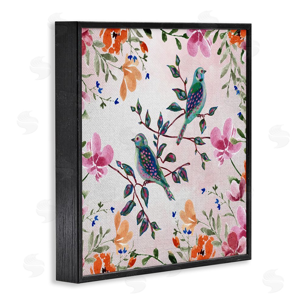 Adonna Ebrahimi Two Birds & Country Florals Black Framed Giclee Art Print