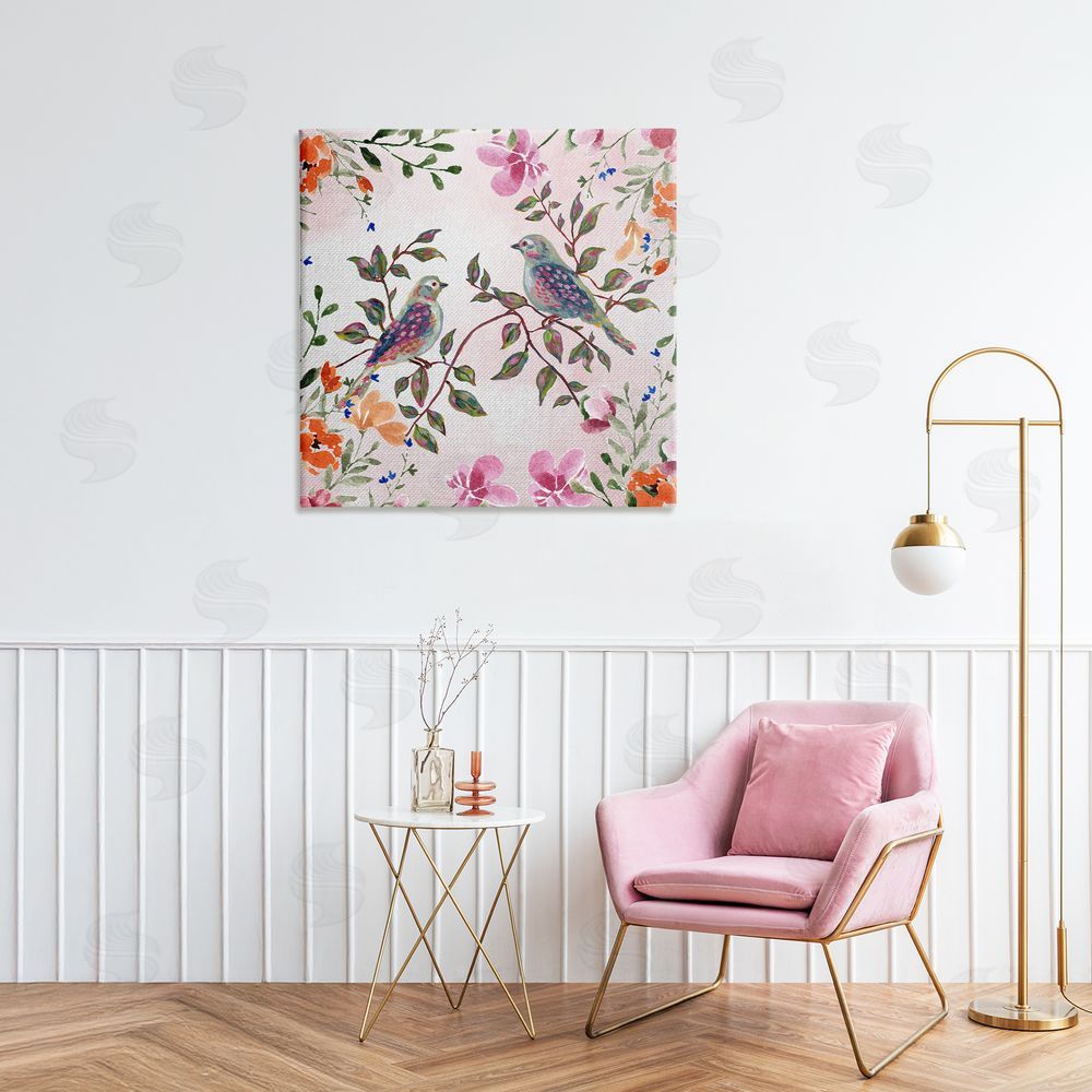 Adonna Ebrahimi Two Birds with Florals Printed Wall Art in Room