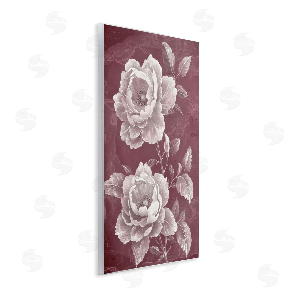 Annabelle Hall Chambermaid Blooms on Maroon Wall Plaque Art Print