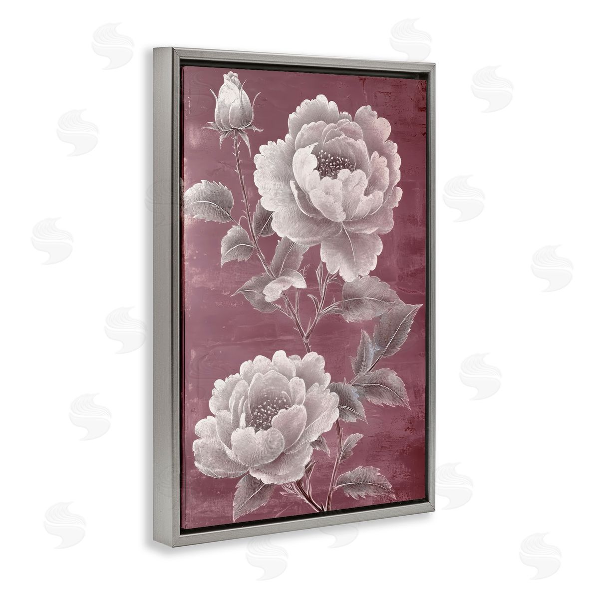 Annabelle Hall Chambermaid Rose Blossoms Gray Floating Frame Canvas Art Print