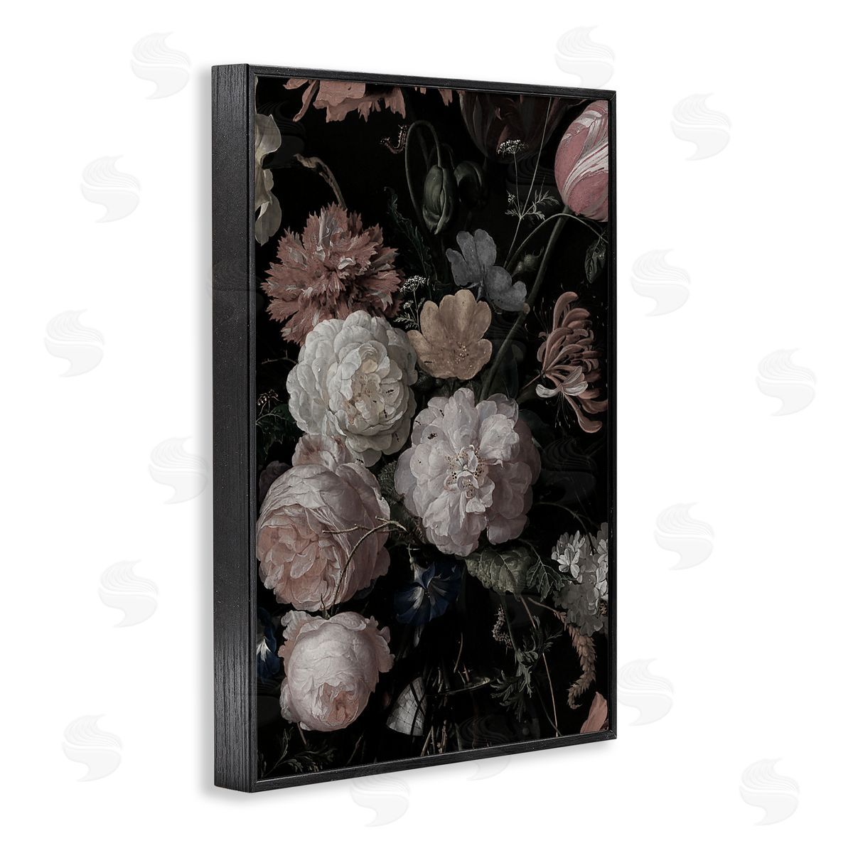 Annabelle Hall Dark Arrangement of Flowers Black Framed Giclee Art Print