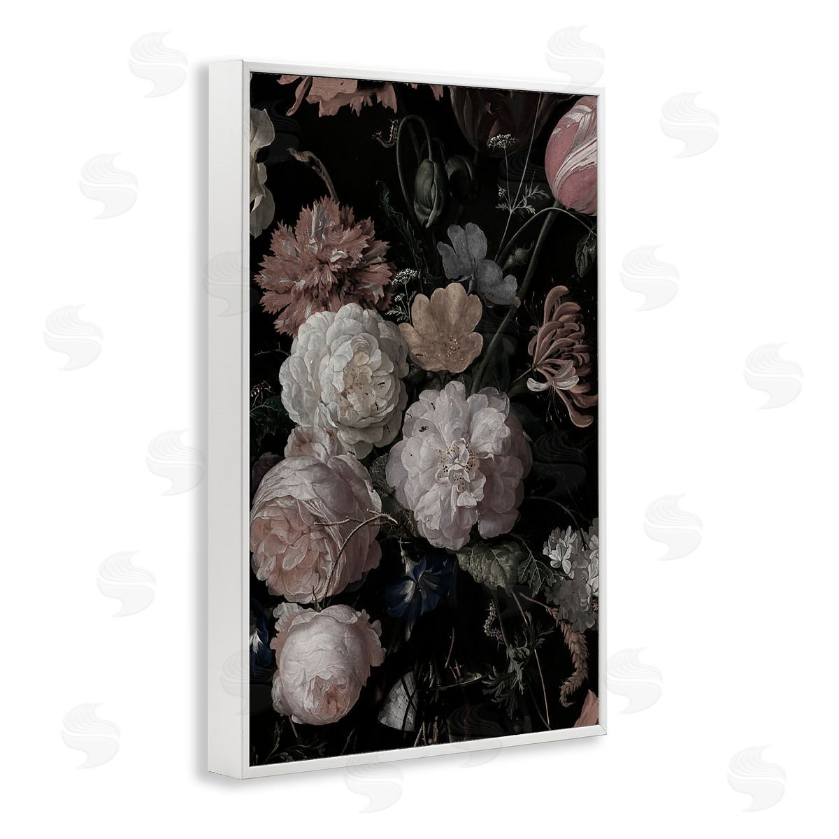 Annabelle Hall Dark Arrangement of Flowers White Frame Giclee Art Print