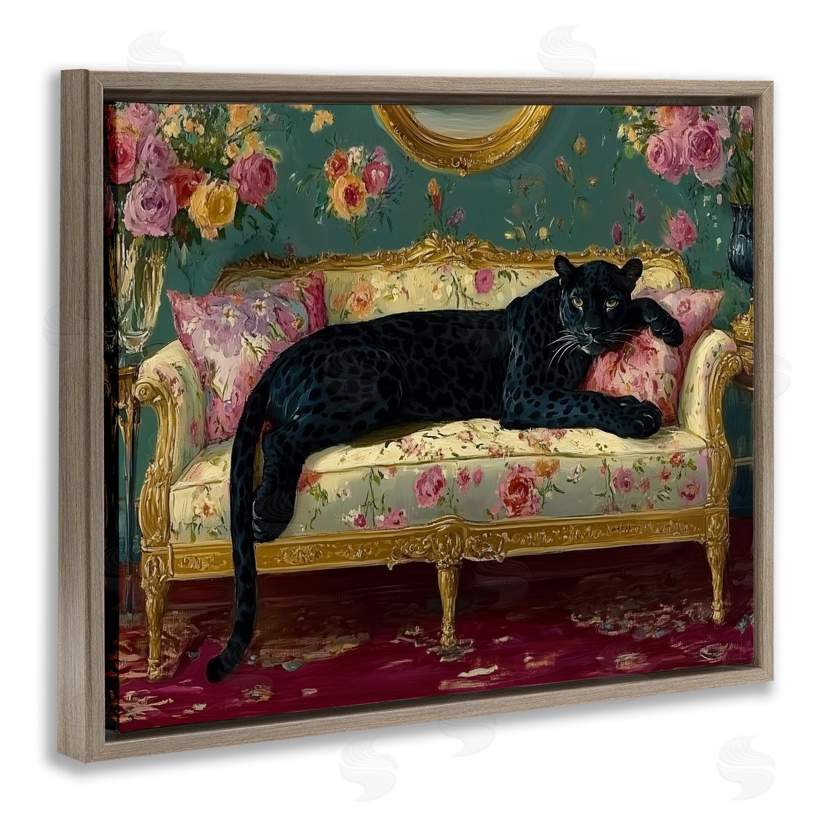 Annabelle Hall Opulent Interior Panther Brown Floating Frame Canvas Art Print