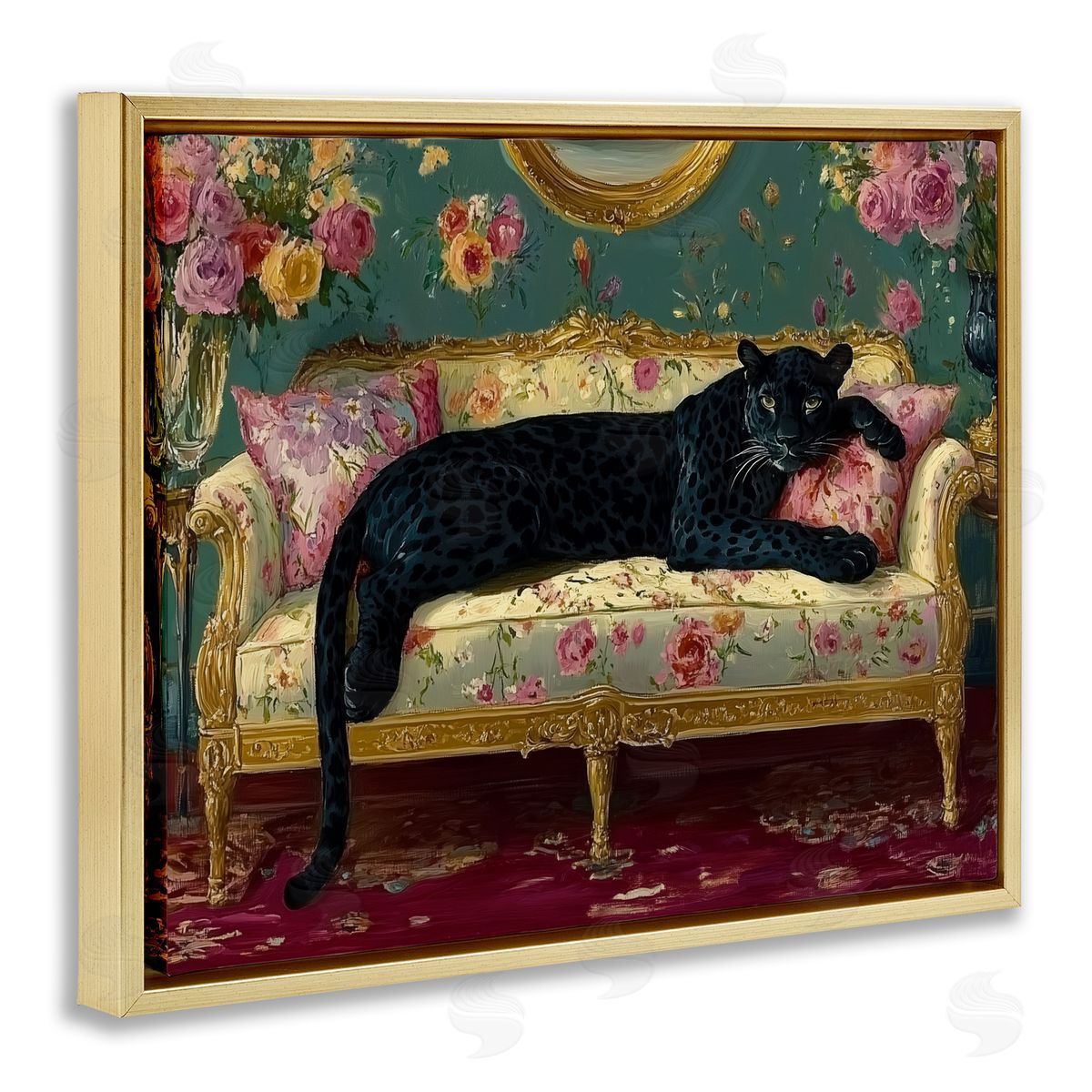 Annabelle Hall Opulent Interior Panther Gold Floating Frame Canvas Art Print