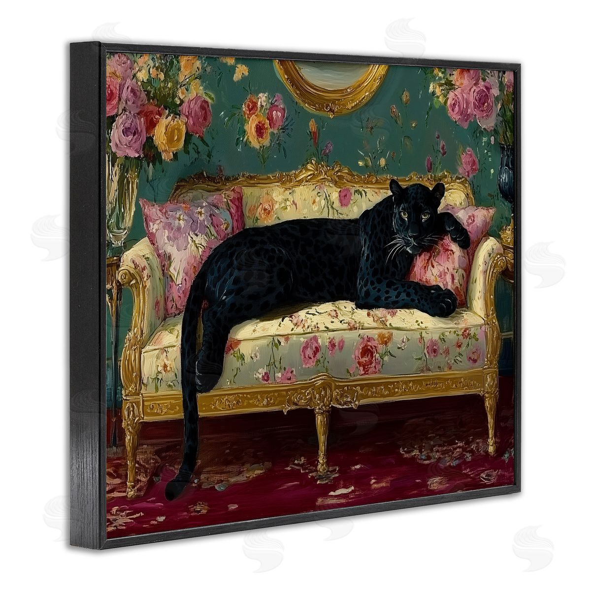 Annabelle Hall Opulent Interior Panther Black Framed Giclee Art Print