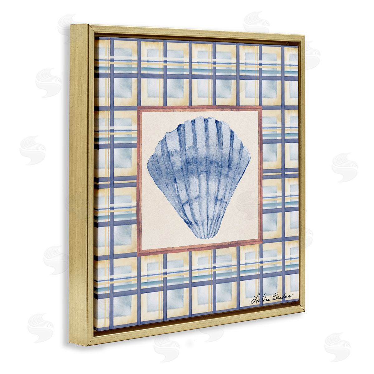 Lee Ann Sanders Clam Shell Treasure Gold Floating Frame Canvas Art Print
