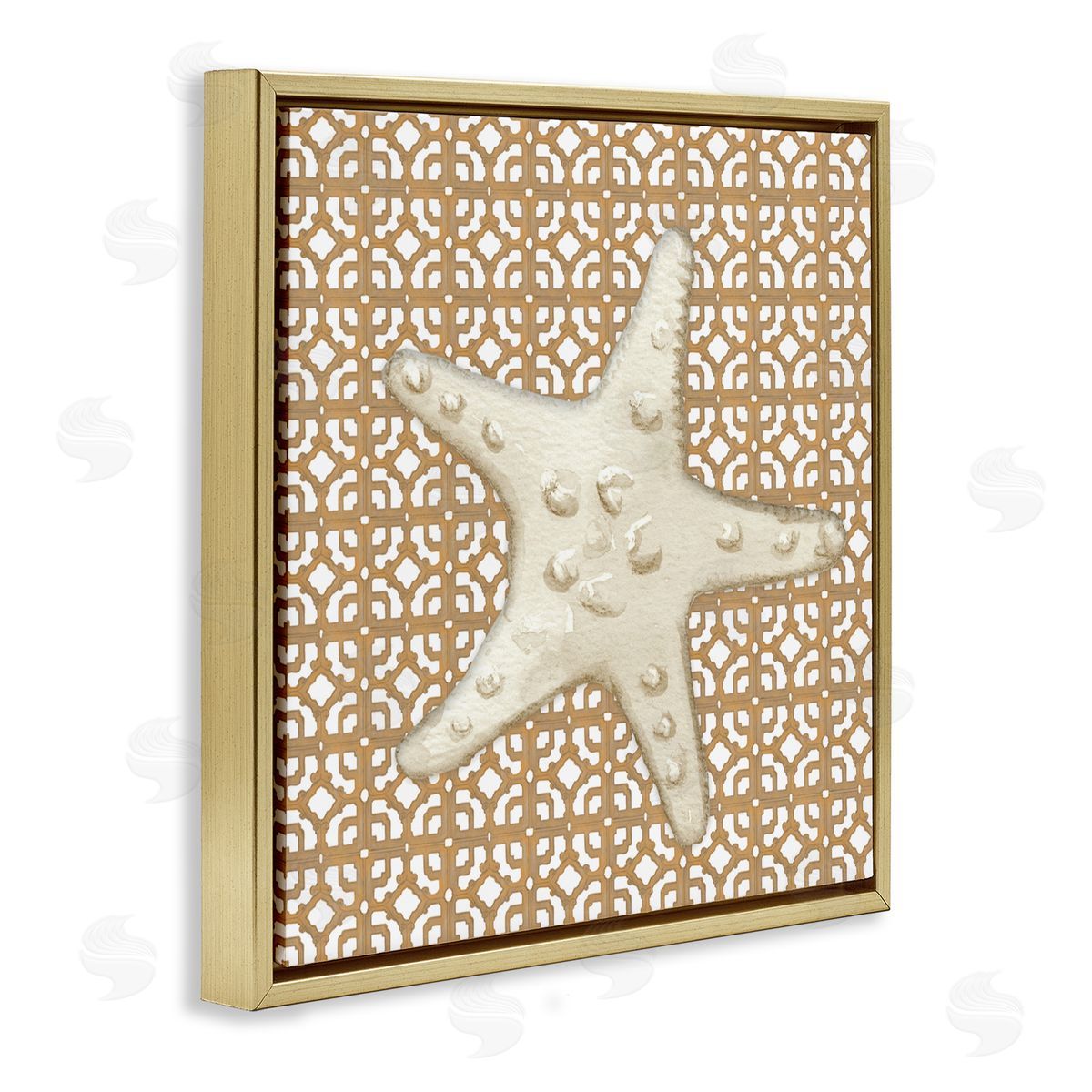 Lee Ann Sanders Mediterranean Tile & Starfish Gold Floating Frame Canvas Art Print