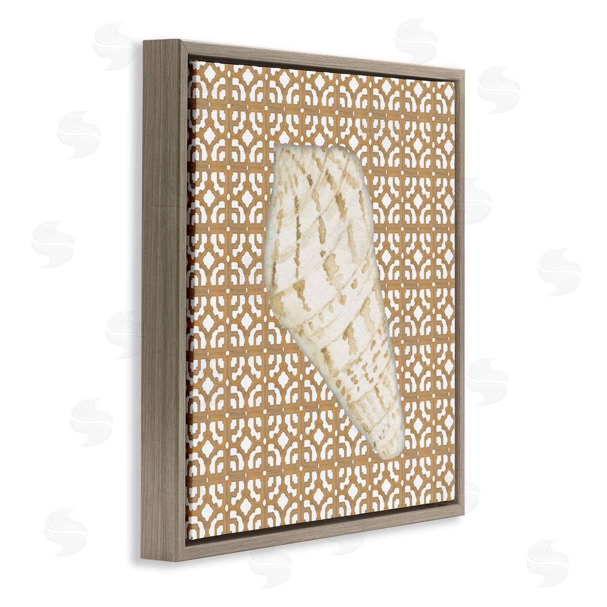 Lee Ann Sanders Coastal Tile And Shell Brown Floating Frame Canvas Art Print