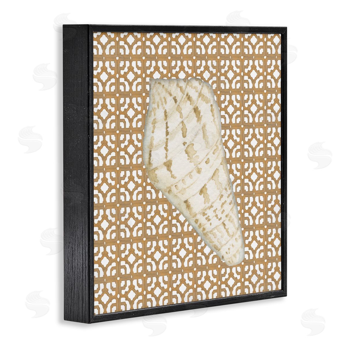 Lee Ann Sanders Coastal Tile And Shell Black Framed Giclee Art Print