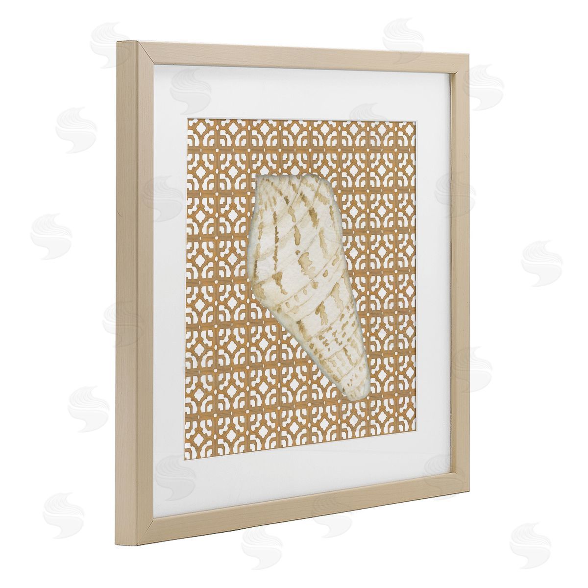 Lee Ann Sanders Coastal Tile And Shell Birch Framed Print Under Glass Art