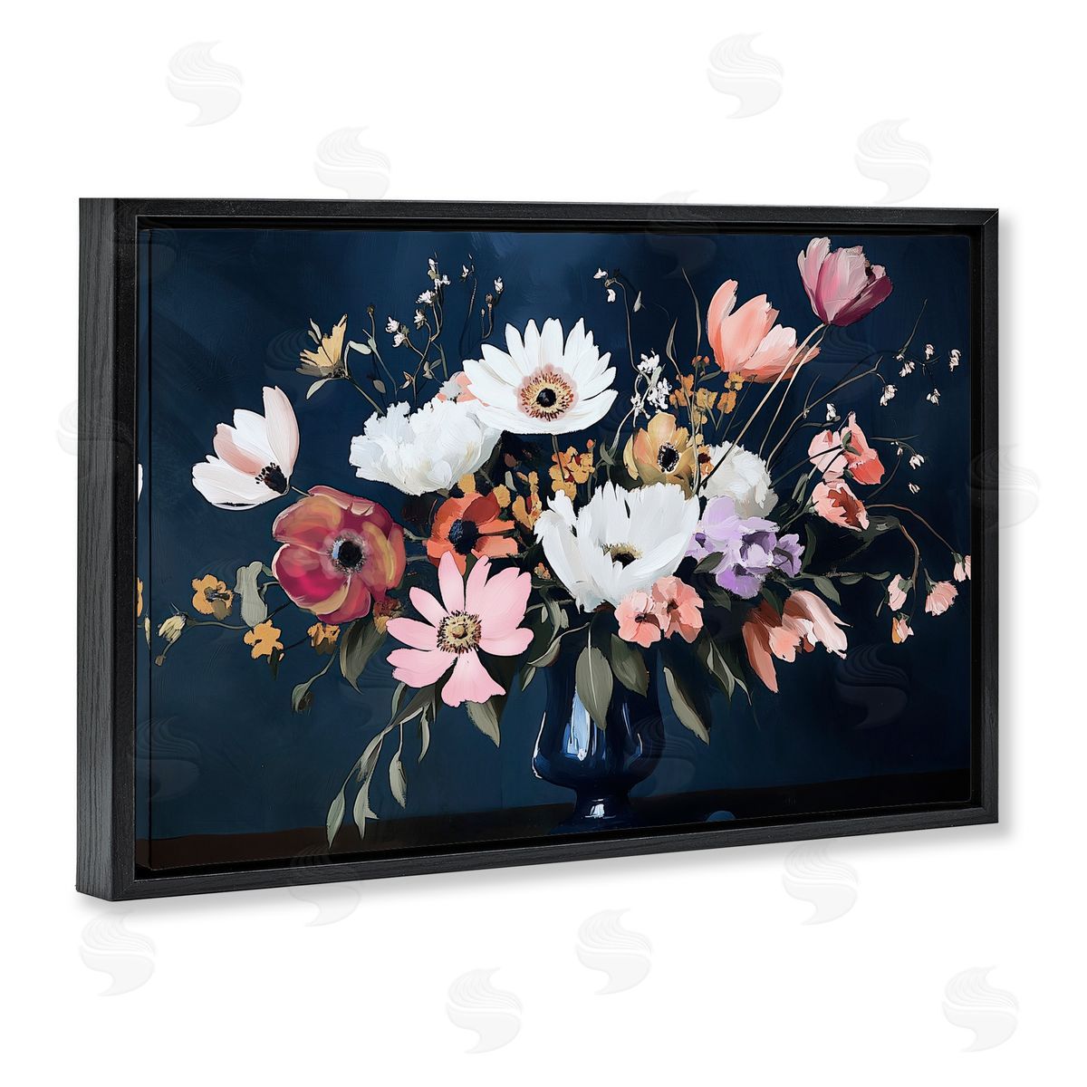 Annabelle Hall Disorderly Conduct Bouquet Black Floating Frame Canvas Wall Art Print