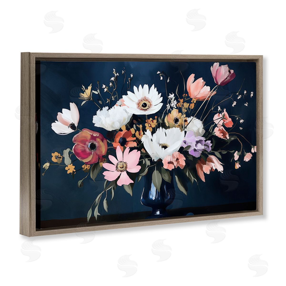 Annabelle Hall Disorderly Conduct Bouquet Brown Floating Frame Canvas Art Print