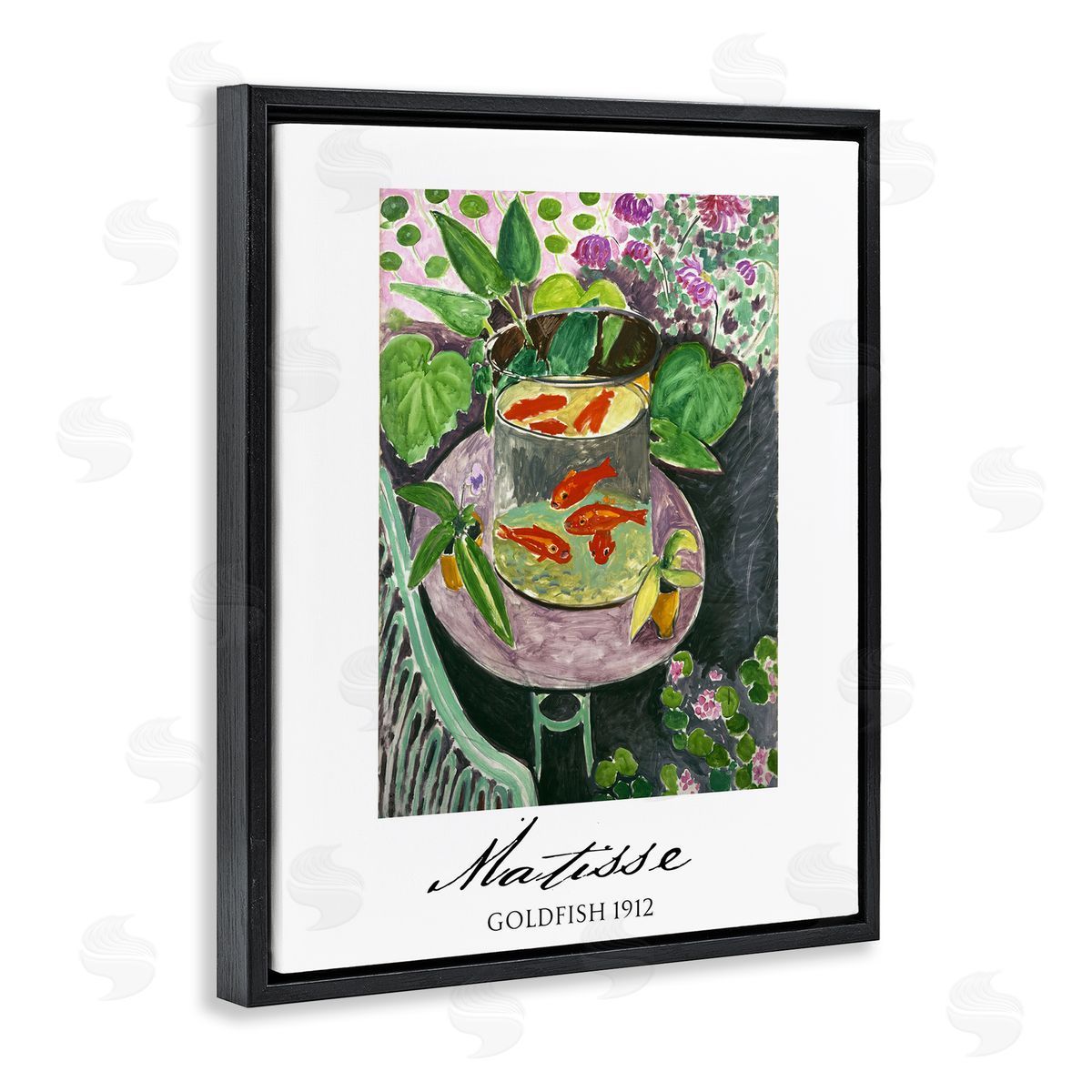 Vintage Hustle Matisse Goldfish Still Life Black Floating Frame Canvas Wall Art Print
