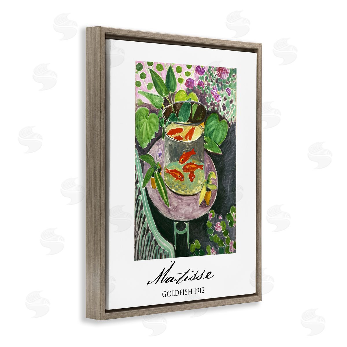 Vintage Hustle Matisse Goldfish Still Life Brown Floating Frame Canvas Art Print