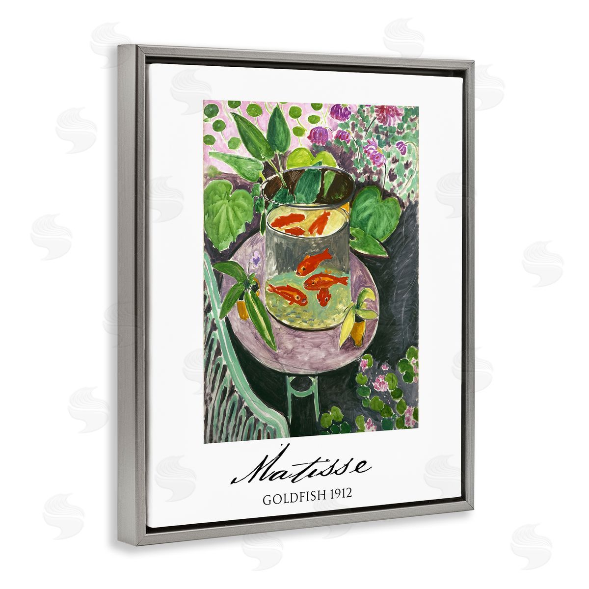 Vintage Hustle Matisse Goldfish Still Life Gray Floating Frame Canvas Art Print