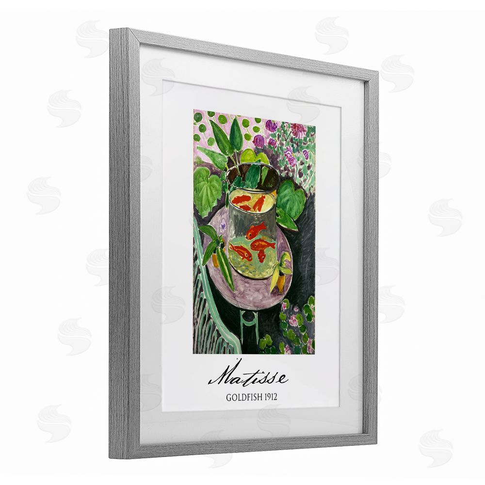 Vintage Hustle Matisse Goldfish Still Life Gray Framed Print Under Glass Art