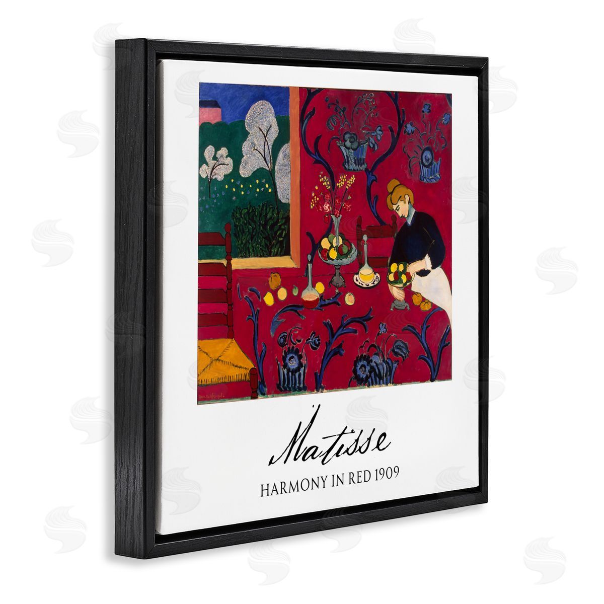 Vintage Hustle Matisse Harmony In Red Black Floating Frame Canvas Wall Art Print