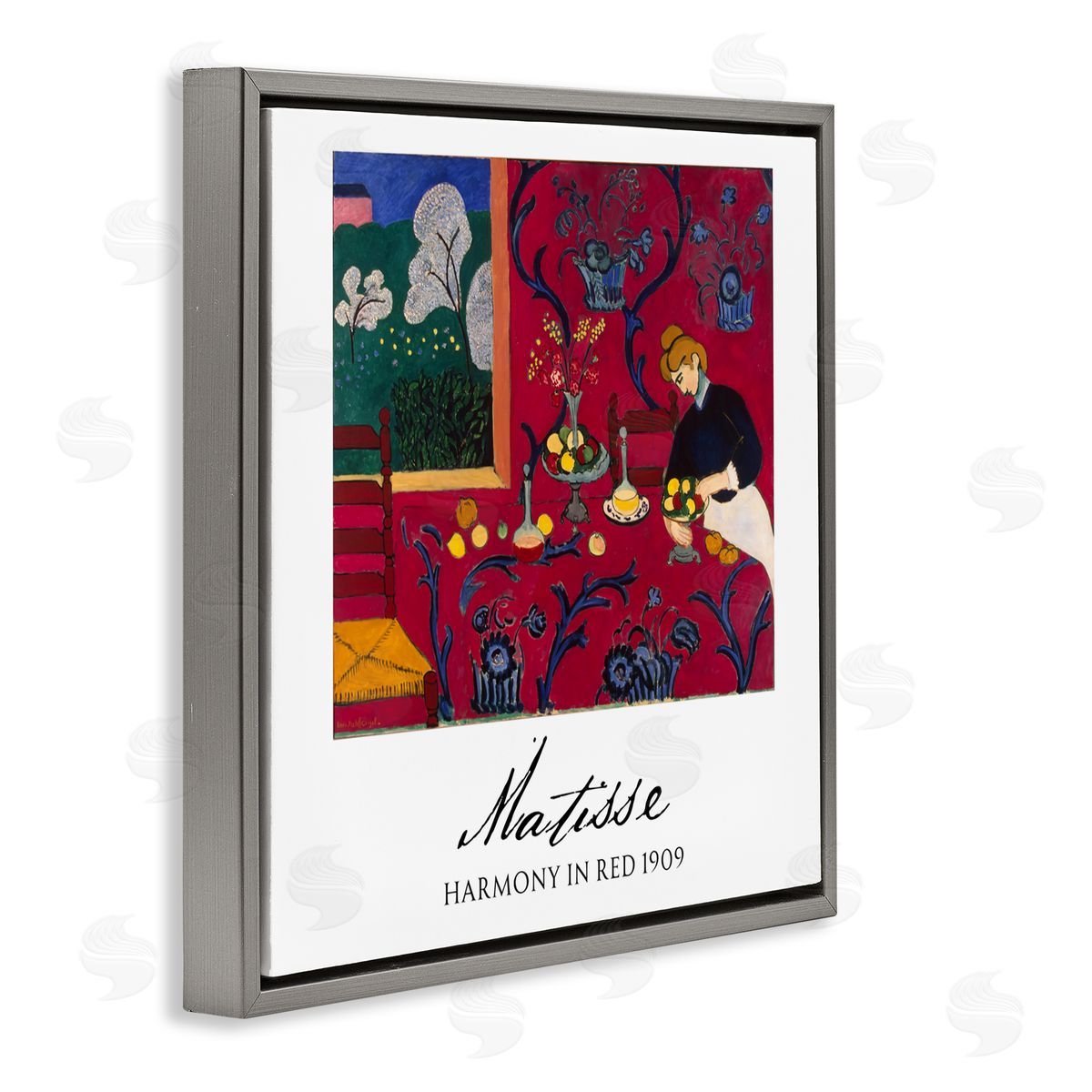 Vintage Hustle Matisse Harmony In Red Gray Floating Frame Canvas Art Print