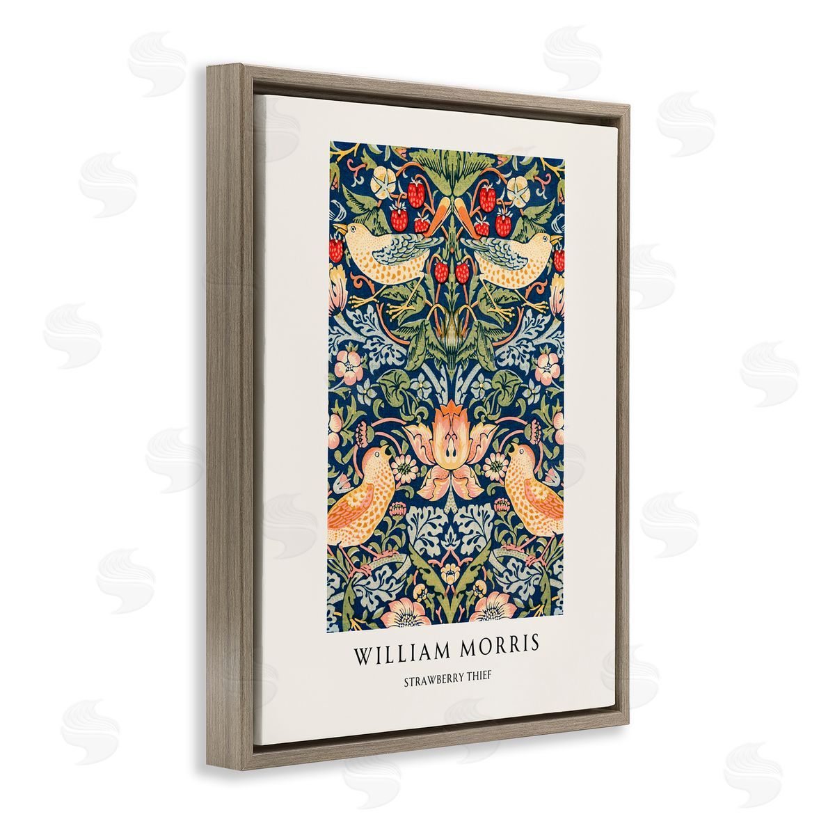 Vintage Hustle William Morris Strawberry Thief Brown Floating Frame Canvas Art Print