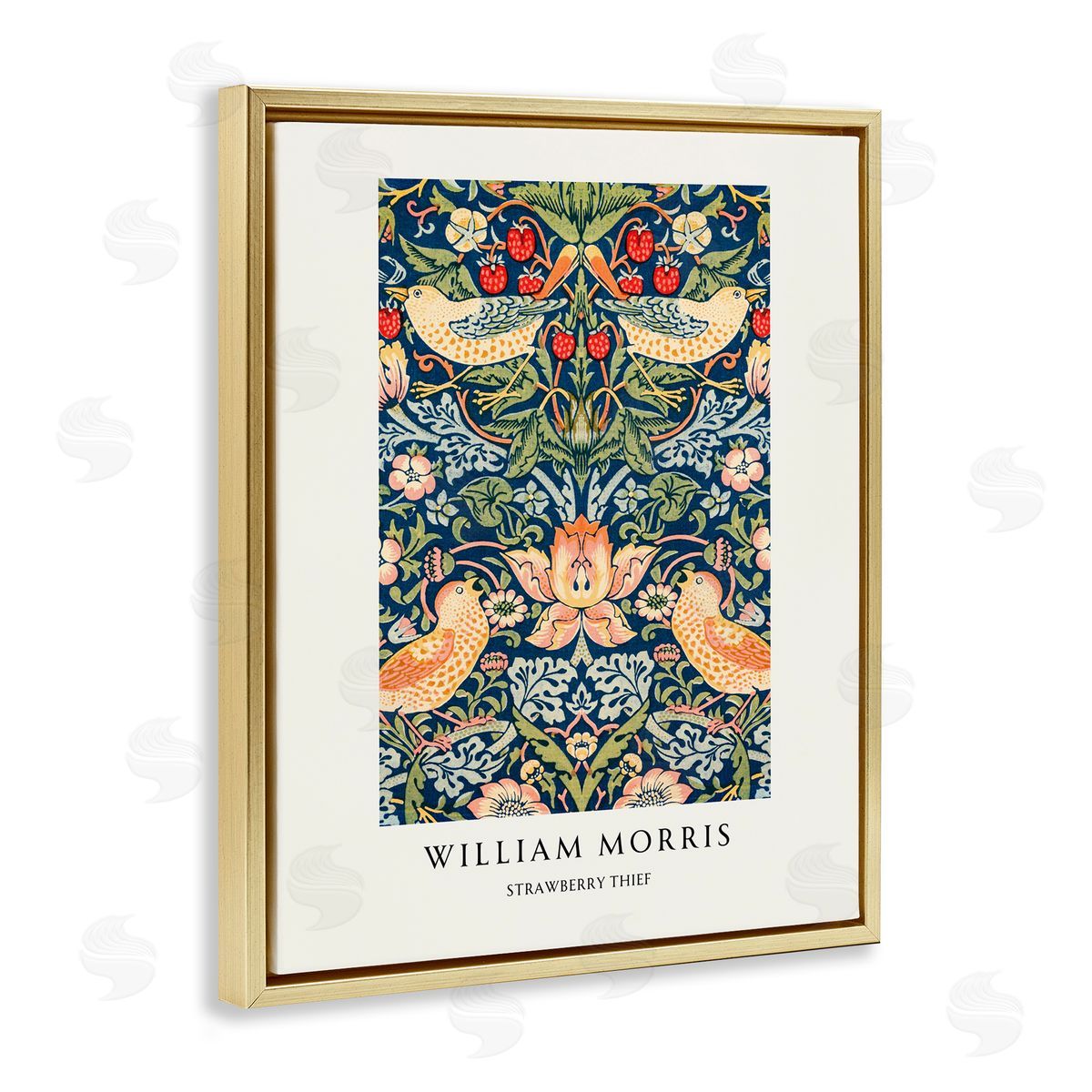 Vintage Hustle William Morris Strawberry Thief Gold Floating Frame Canvas Art Print
