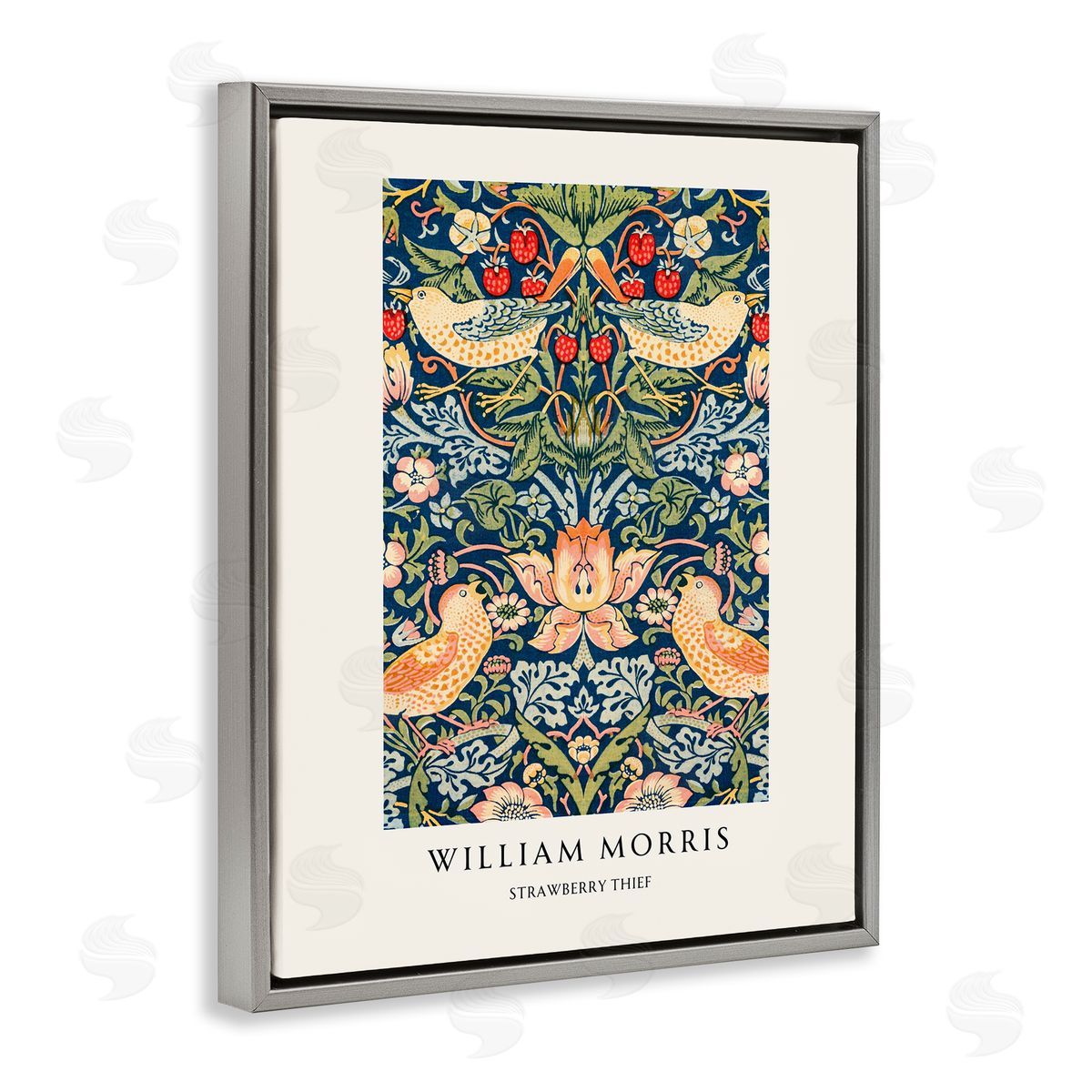 Vintage Hustle William Morris Strawberry Thief Gray Floating Frame Canvas Art Print