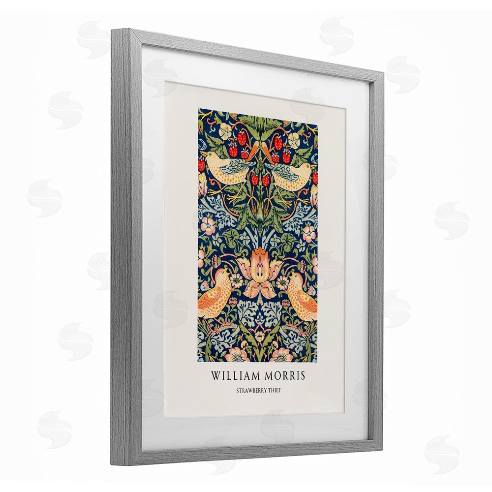 Vintage Hustle William Morris Strawberry Thief Gray Framed Print Under Glass Art