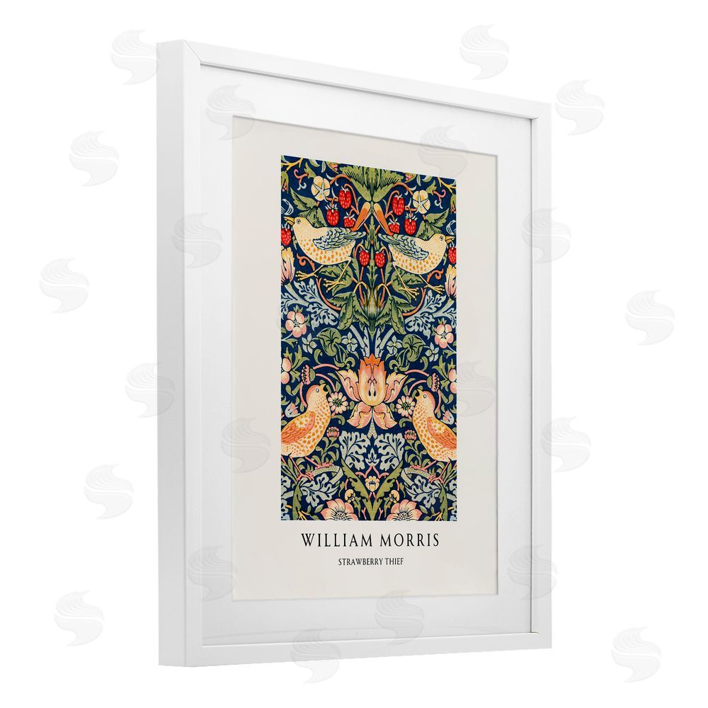 Vintage Hustle William Morris Strawberry Thief White Framed Print Under Glass Art