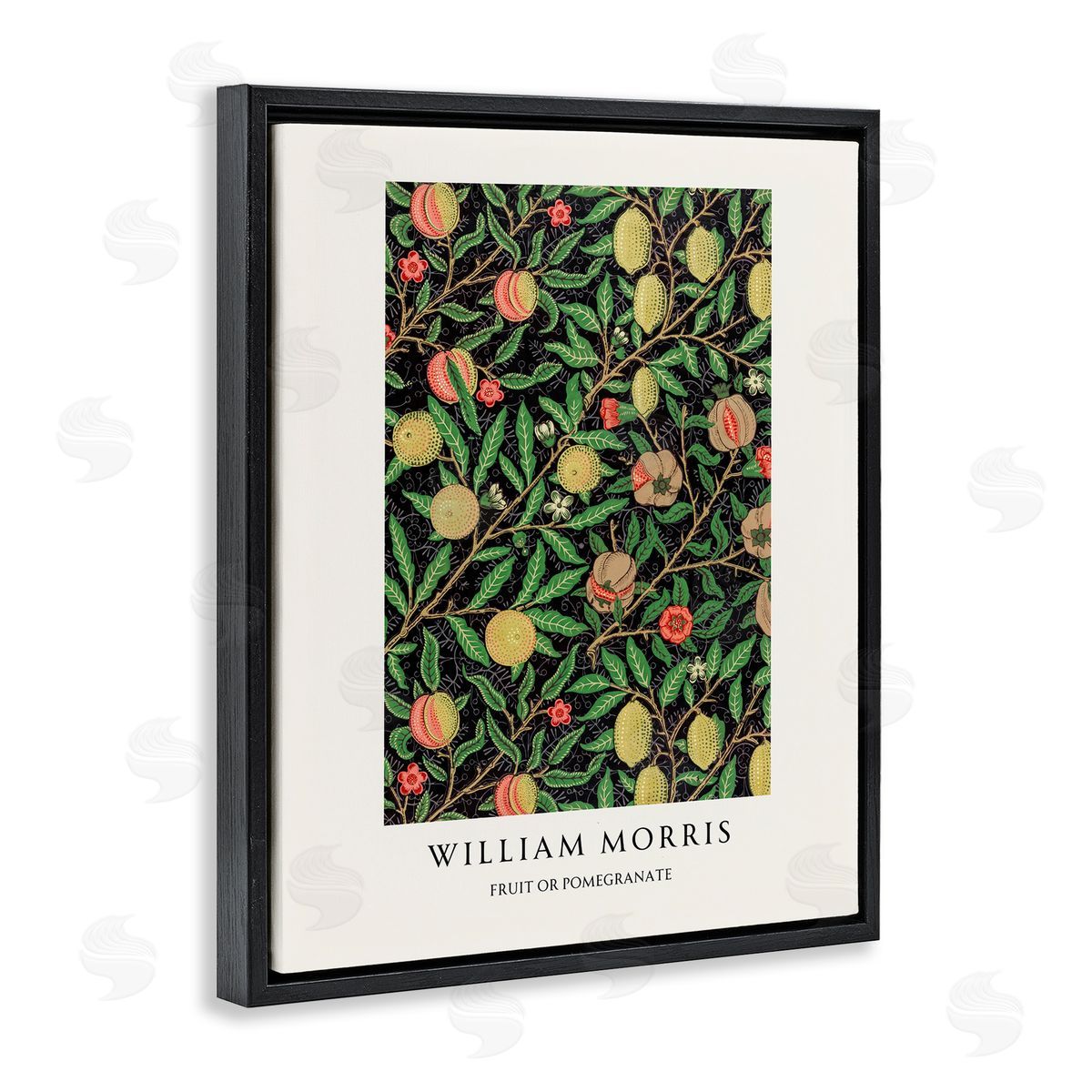 Vintage Hustle William Morris Fruit Or Pomegranate Black Floating Frame Canvas Wall Art Print