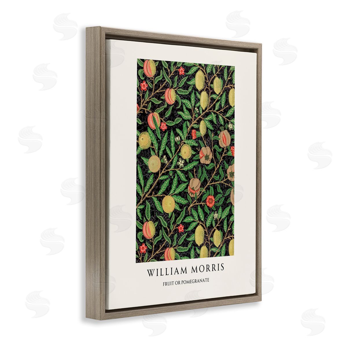 Vintage Hustle William Morris Fruit Or Pomegranate Brown Floating Frame Canvas Art Print