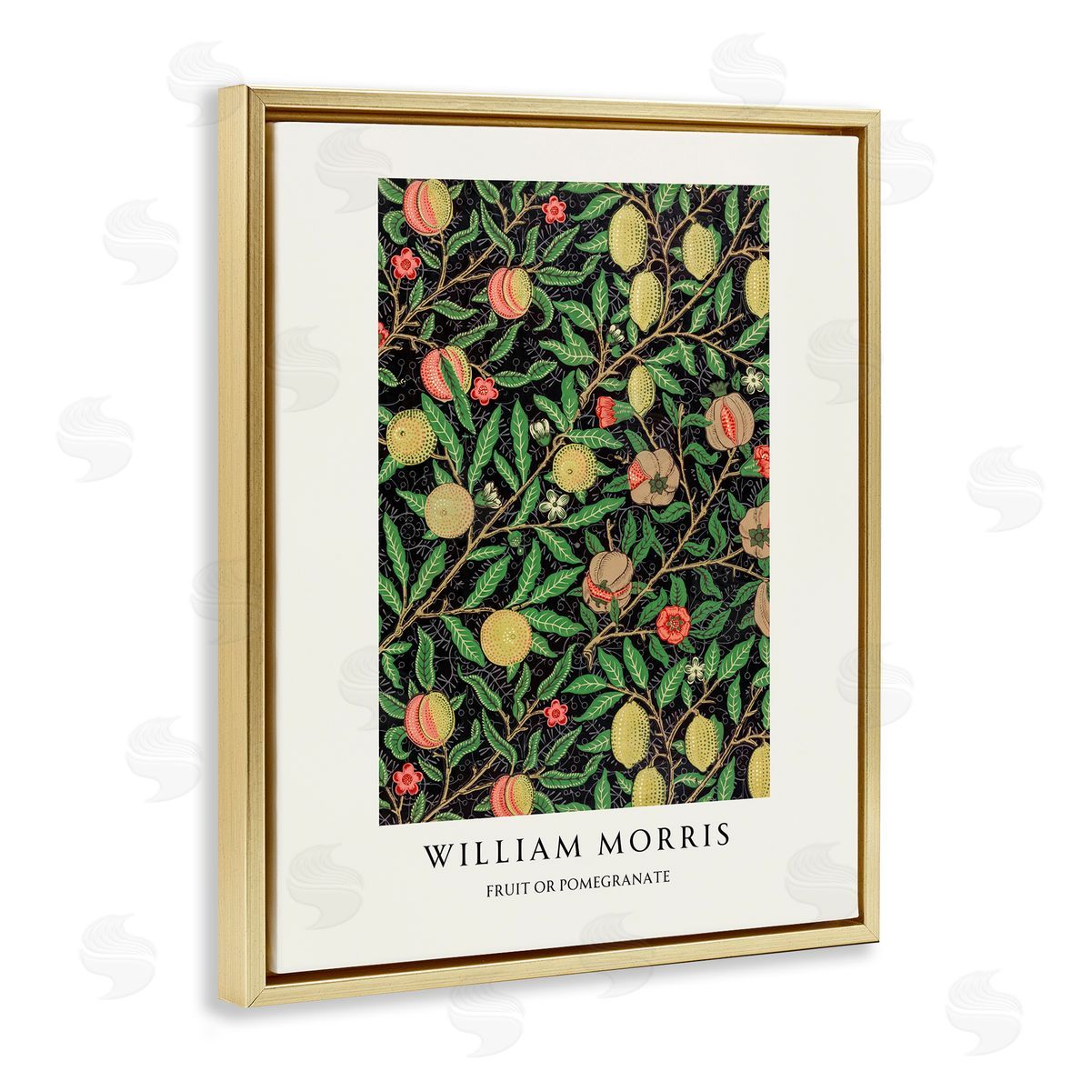 Vintage Hustle William Morris Fruit Or Pomegranate Gold Floating Frame Canvas Art Print