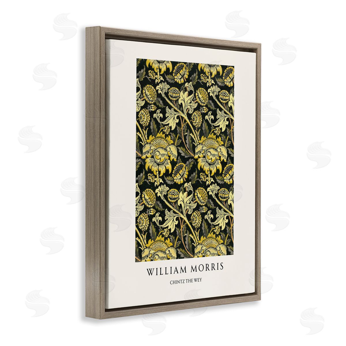 Vintage Hustle William Morris Chintz The Wey Brown Floating Frame Canvas Art Print