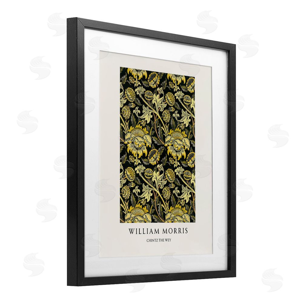 Vintage Hustle William Morris Chintz The Wey Black Framed Print Under Glass Art