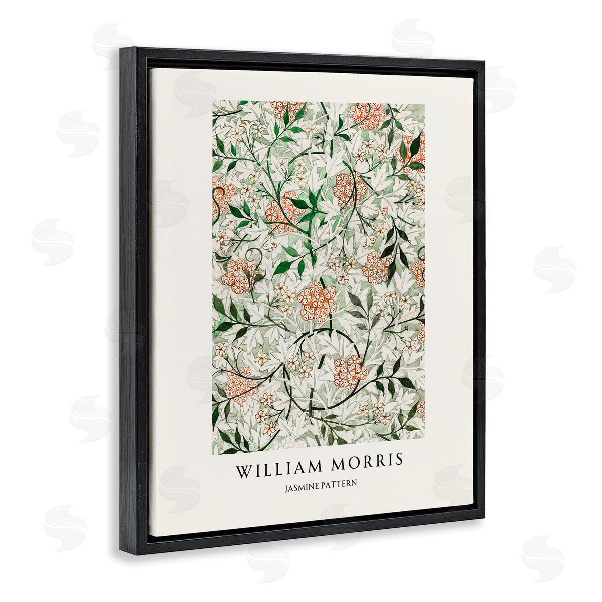 Vintage Hustle William Morris Jasmine Pattern Black Floating Frame Canvas Wall Art Print